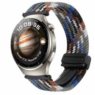 For Huawei Watch 4 Pro 22mm Magnetic Buckle Braided Watch Band(Denim Colorful)