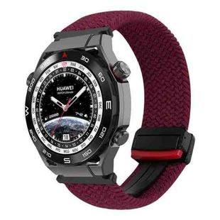 For Huawei Watch Ultimate 22mm Magnetic Buckle Braided Watch Band(Black Sand Red)