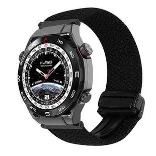 For Huawei Watch Ultimate 22mm Magnetic Buckle Braided Watch Band(Metallic Black)