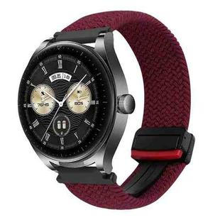 For Huawei Watch Buds 22mm Magnetic Buckle Braided Watch Band(Black Sand Red)