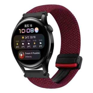 For Huawei Watch 3 22mm Magnetic Buckle Braided Watch Band(Black Sand Red)