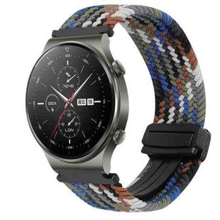 For Huawei Watch GT2 pro 22mm Magnetic Buckle Braided Watch Band(Denim Colorful)