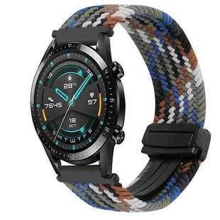 For Huawei Watch GT2 46mm 22mm Magnetic Buckle Braided Watch Band(Denim Colorful)