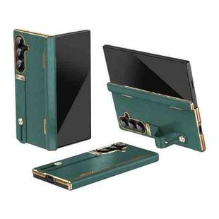 For Samsung Galaxy Z Fold7 Retractable Wrist Strap Invisible Stand Phone Case(Green)