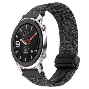 For Amazfit Watch GTR 4 22mm Magnetic Buckle Braided Watch Band(Metallic Black)