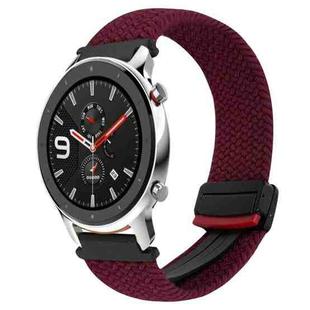 For Amazfit Watch GTR 4 22mm Magnetic Buckle Braided Watch Band(Wine Red)