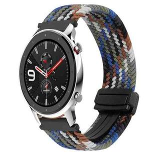 For Amazfit Watch GTR 4 22mm Magnetic Buckle Braided Watch Band(Denim Colors)