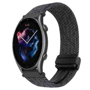 For Amazfit Watch GTR 3 22mm Magnetic Buckle Braided Watch Band(Metallic Black)