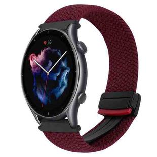 For Amazfit Watch GTR 3 22mm Magnetic Buckle Braided Watch Band(Wine Red)