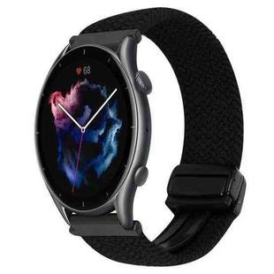 For Amazfit Watch GTR 3 Pro 22mm Magnetic Buckle Braided Watch Band(Black)