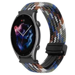 For Amazfit Watch GTR 3 Pro 22mm Magnetic Buckle Braided Watch Band(Denim Colors)