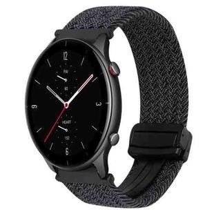 For Amazfit Watch GTR 2e 22mm Magnetic Buckle Braided Watch Band(Graphite Black)