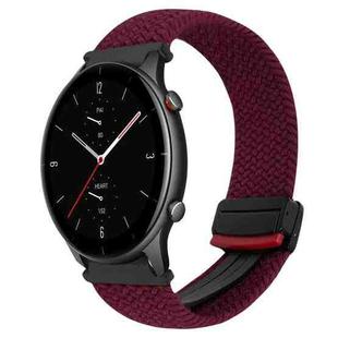 For Amazfit Watch GTR 2e 22mm Magnetic Buckle Braided Watch Band(Wine Red)