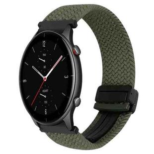 For Amazfit Watch GTR 2e 22mm Magnetic Buckle Braided Watch Band(Olive Green)