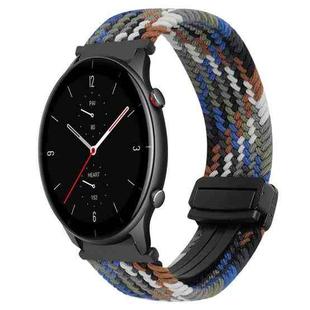 For Amazfit Watch GTR 2e 22mm Magnetic Buckle Braided Watch Band(Denim Colors)