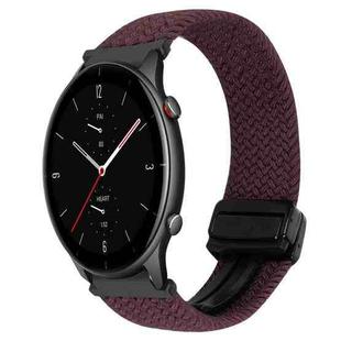 For Amazfit Watch GTR 2e 22mm Magnetic Buckle Braided Watch Band(Crimson Cherry)