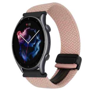 For Amazfit Sport Watch 3 22mm Magnetic Buckle Braided Watch Band(Pink)