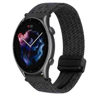 For Amazfit Sport Watch 3 22mm Magnetic Buckle Braided Watch Band(Graphite Black)