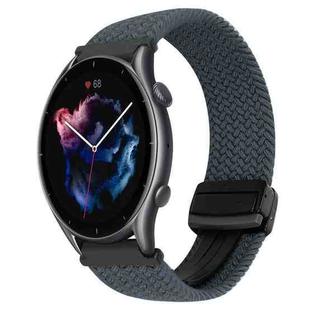 For Amazfit Sport Watch 3 22mm Magnetic Buckle Braided Watch Band(Space Gray)