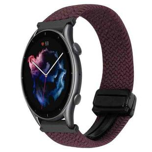 For Amazfit Sport Watch 3 22mm Magnetic Buckle Braided Watch Band(Crimson Cherry)