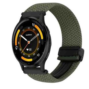 For Garmin Venu 3 22mm Magnetic Buckle Braided Watch Band(Olive Green)