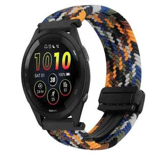 For Garmin Forerunner 265 Music 22mm Magnetic Buckle Braided Watch Band(Camouflage Color)