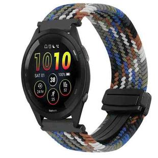 For Garmin Forerunner 265 Music 22mm Magnetic Buckle Braided Watch Band(Denim Blue)