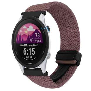 For Garmin Forerunner 255 Music 22mm Magnetic Buckle Braided Watch Band(Smoky Purple)