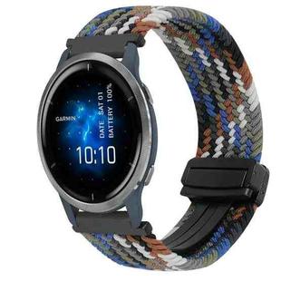 For Garmin Venu 2 22mm Magnetic Buckle Braided Watch Band(Denim Blue)