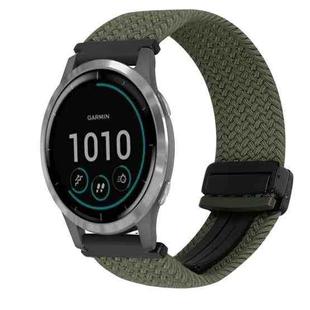 For Garmin Vivoactive 4 22mm Magnetic Buckle Braided Watch Band(Olive Green)