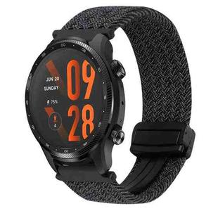 For Ticwatch Pro 3 Ultra 22mm Magnetic Buckle Braided Watch Band(Black Gray)