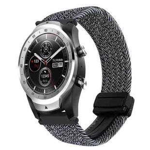 For Ticwatch Pro 2020 22mm Magnetic Buckle Braided Watch Band(Black White)