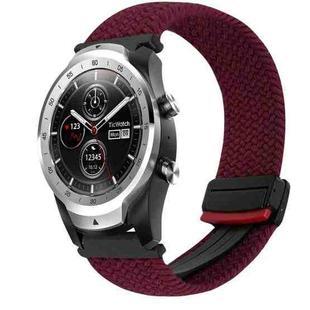 For Ticwatch Pro 2020 22mm Magnetic Buckle Braided Watch Band(Wine Red)