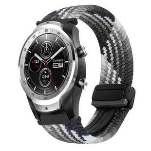 For Ticwatch Pro 2020 22mm Magnetic Buckle Braided Watch Band(Dazzling Black)