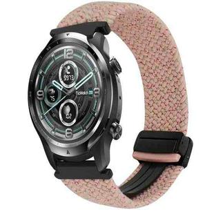 For Ticwatch Pro 2021 22mm Magnetic Buckle Braided Watch Band(Pink Color)