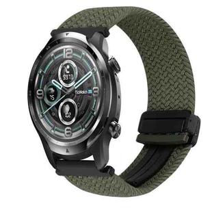 For Ticwatch Pro 2021 22mm Magnetic Buckle Braided Watch Band(Olive Green)