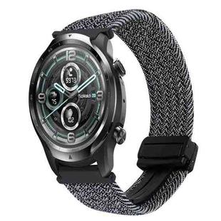 For Ticwatch Pro 2021 22mm Magnetic Buckle Braided Watch Band(Black White)