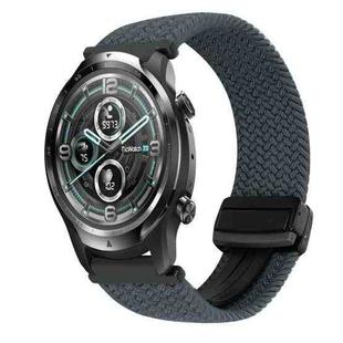 For Ticwatch Pro 2021 22mm Magnetic Buckle Braided Watch Band(Dark Gray)