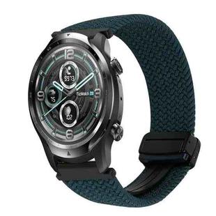 For Ticwatch Pro 2021 22mm Magnetic Buckle Braided Watch Band(Dark Green)