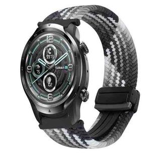 For Ticwatch Pro 2021 22mm Magnetic Buckle Braided Watch Band(Dazzling Black)