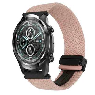 For Ticwatch Pro 22mm Magnetic Buckle Braided Watch Band(Pink)