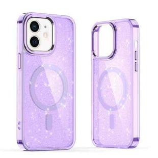 For iPhone 12 Glitter MagSafe Shockproof Phone Case(Purple)