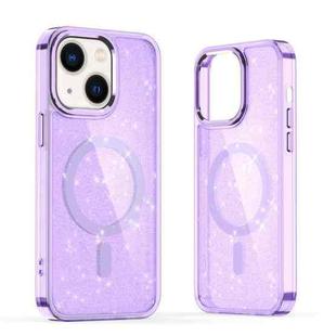 For iPhone 14 Plus Glitter MagSafe Shockproof Phone Case(Purple)