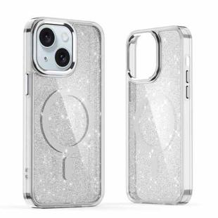 For iPhone 15 Glitter MagSafe Shockproof Phone Case(Grey)