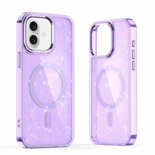 For iPhone 16 Glitter MagSafe Shockproof Phone Case(Purple)