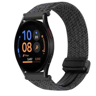 For Samsung Galaxy Watch FE 40mm 20mm Magnetic Buckle Braided Watch Strap(Metallic  Black)