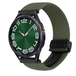 For Samsung Galaxy Watch 6 Classic 20mm Magnetic Buckle Braided Watch Strap(Olive Green)