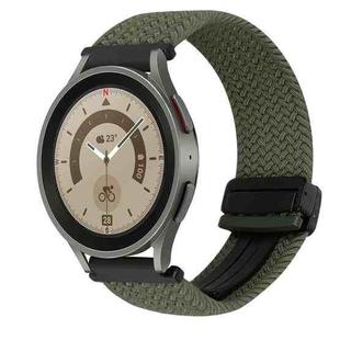 For Samsung Galaxy Watch 5 Pro 20mm Magnetic Buckle Braided Watch Strap(Olive Green)