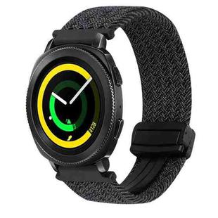 For Samsung Gear Sport 20mm Magnetic Buckle Braided Watch Strap(Graphite Black)