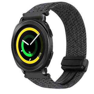 For Samsung Gear Sport 20mm Magnetic Buckle Braided Watch Strap(Metallic  Black)